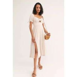 Free People Sunshine Eyes Linen Midi Dress Medium